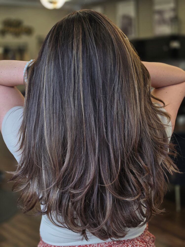 Rich brunette color, back view
