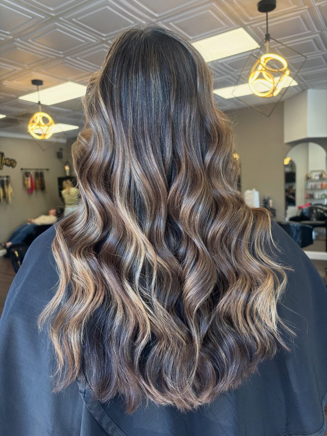 Lived-in brunette balayage styled at Jerseywaves Salon in Brick, NJ